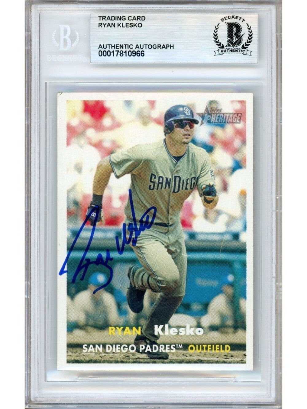 Ryan Klesko Signed 2006 Topps Heritage #98 San Diego Padres BAS Slabbed Auto MLB